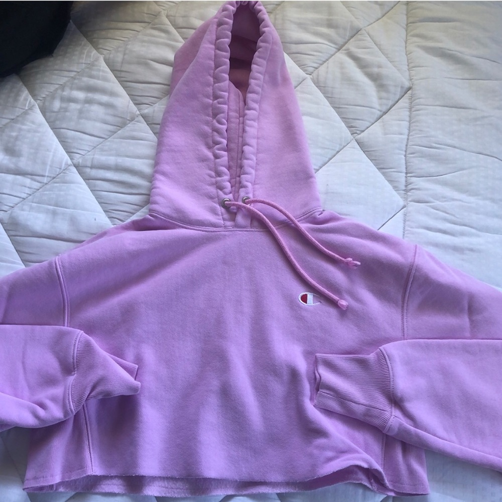 Pink cropped champion sweatshirt